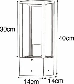 QAZQA Charlois - Lampe D'extérieur Sur Pied Industrielle | Lampadaire D'extérieur - 1 Lumière - H 40 Cm - Brun Rouille - Industriel - Éclairage Extérieur -Glass Vases Boutique de vente 1062x1200