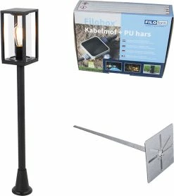 QAZQA Charlois - Lampe D'extérieur Sur Pied Design | Lampadaire D'extérieur - 1 Lumière - H 100 Cm - Zwart - Éclairage Extérieur