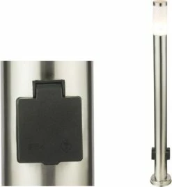 Globo Éclairage Extérieur Avec Prise Pour L'extérieur | 110 Cm | ACIER INOXYDABLE | 2 Prises | Lampe D'extérieur