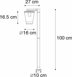 QAZQA Joren - Lampe D'extérieur Sur Pied Moderne | Lampadaire D'extérieur - 1 Lumière - H 100 Cm - Zwart - Éclairage Extérieur -Glass Vases Boutique de vente 1112x1200