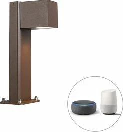 QAZQA Baleno - Lampe D'extérieur LED Moderne Et Smart | Lampadaire Pour L'extérieur Avec WiFi - 1 Lumière - H 30 Cm - Brun Rouille - Éclairage Extérieur -Glass Vases Boutique de vente 1122x1200