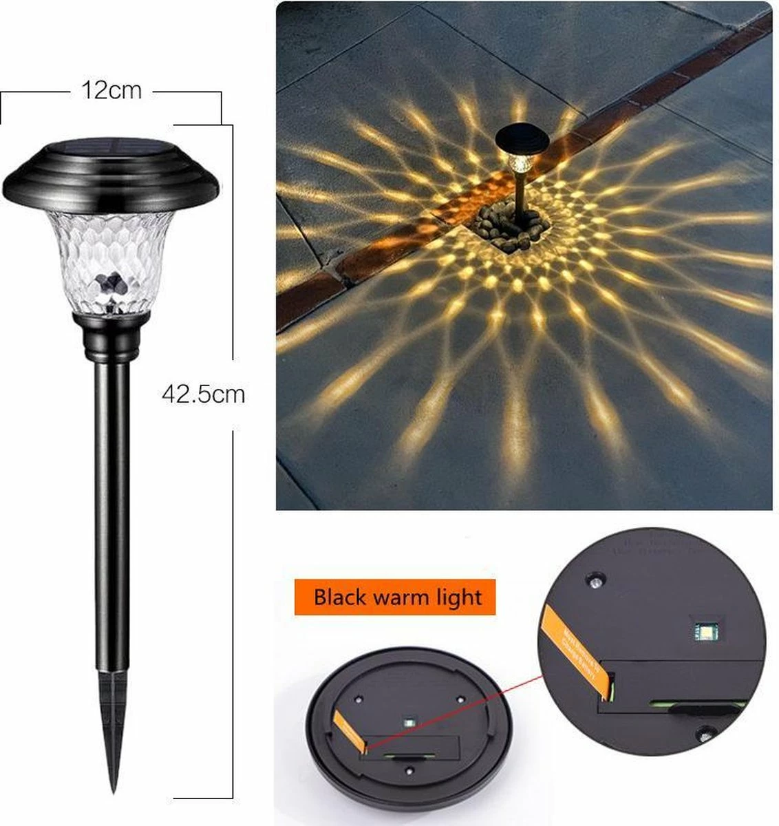 SANS MARQUE TDR - Lampe à Gazon Solar - Acier Inoxydable - Éclairage De Jardin Extérieur étanche - 4 PIECES PAR SET - Zwart- Lumière Jaune Chaude 5 SANS MARQUE TDR - Lampe à Gazon Solar - Acier Inoxydable - Éclairage De Jardin Extérieur étanche - 4 PIECES PAR SET - Zwart- Lumière Jaune Chaude – Image 5