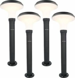 4x HOFTRONIC Layton - Éclairage De Chemin De Lampe Solar à LED 4.5W 3000K IP65 Brûle 12 Heures Sur Une Charge De Batterie - Éclairage De Jardin à L'énergie Solaire Lampe D'extérieur Solar