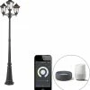 QAZQA New_orleans - Lampe D'extérieur Smart à LED Rurale | Lampadaire Pour Extérieur Avec WiFi - 3 Lumières - H 230 Cm - Zwart - Éclairage Extérieur