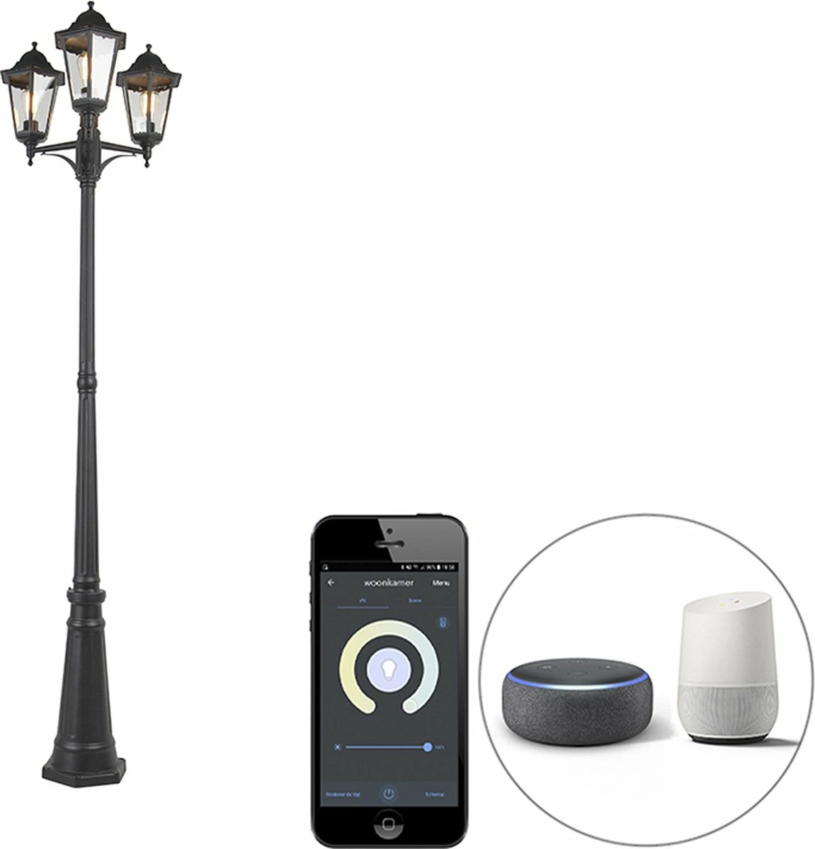 QAZQA New_orleans - Lampe D'extérieur Smart à LED Rurale | Lampadaire Pour Extérieur Avec WiFi - 3 Lumières - H 230 Cm - Zwart - Éclairage Extérieur 1 QAZQA New_orleans - Lampe D'extérieur Smart à LED Rurale | Lampadaire Pour Extérieur Avec WiFi - 3 Lumières - H 230 Cm - Zwart - Éclairage Extérieur