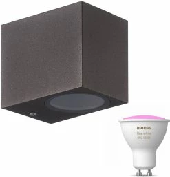 Mantra Kandachu Applique D'Extérieur Carrée - Applique - 1 Point Lumineux - Éclairage De Jardin LED Extérieur - Lampe D'Extérieur - Incl. Philips Hue White & Color Ambiance GU10 - Brun Rouille