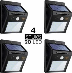Lampe D'extérieur Solar Ferodelli® Avec Détecteur De Mouvement - 40 LED - Éclairage Solaire De Jardin - 4 Pièces