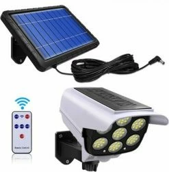 SANS MARQUE 77 LED Lumière Solar Capteur De Motion Sécurité Caméra Factice Sans Fil Lumière D'inondation Extérieure IP65 Lampe étanche 3 Modus Pour La Maison Jardin