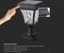 V-tac VT-983 Valencia Solar Piédestal - Énergie Solaire - Lampe LED - 3 Couleurs De Lumière -Glass Vases Boutique de vente 1200x1003