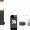 QAZQA Malios - Lampe D'extérieur LED Moderne Et Smart | Lampadaire Pour Extérieur Avec WiFi - 1 Lumière - H 45 Cm - Gris Foncé - Éclairage Extérieur