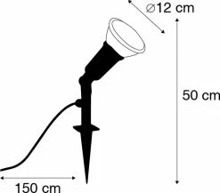Calex Bonk - Lampe D'extérieur Spike Spot - 1 Lumière - Ø 120 Mm - Zwart -Glass Vases Boutique de vente 1200x1054 1