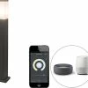 QAZQA Malios - Lampe D'extérieur LED Moderne Et Smart | Lampadaire Pour Extérieur Avec WiFi - 1 Lumière - H 80 Cm - Gris Foncé - Éclairage Extérieur