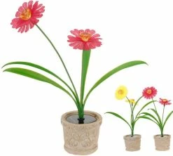 Oneiro's Luxe ProGarden 2 Fleurs Solaires En Pot - H40 Cm - Eclairage Jardin - Cordon Lumineux Pour Extérieur - Noir - Spot à Pointes - énergie Solaire - LED - été - éclairage Jardin - Lampe Solaire