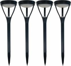 LED's Light Ensemble De Réduction 4x Lampe à Piquer Solaire Birdie Noir Avec Lumière Blanche Chaude