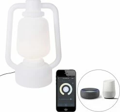 QAZQA Storm - Lampe D'extérieur Moderne à LED Smart | Lampadaire Pour Extérieur Avec WiFi - 1 Lumière - H 110 Cm - Wit - Éclairage Extérieur