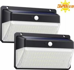 Akindo - Lampe D'extérieur Solar Avec Détecteur De Mouvement - Applique Solaire - 328LEDs - Étanche - Avec Capteur - Noir