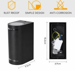 Aigostar 10BJ1 - Applique - Ø 6,9 Cm - Raccord GU10 - IP54 - Spot Mural - Lampe D'extérieur - Sans Source Lumineuse - Zwart -Glass Vases Boutique de vente 1200x1138