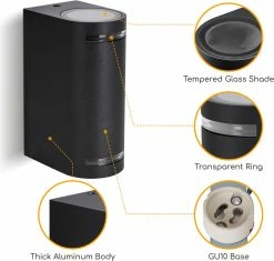 Aigostar 10BJ1 - Applique - Ø 6,9 Cm - Raccord GU10 - IP54 - Spot Mural - Lampe D'extérieur - Sans Source Lumineuse - Zwart -Glass Vases Boutique de vente 1200x1143