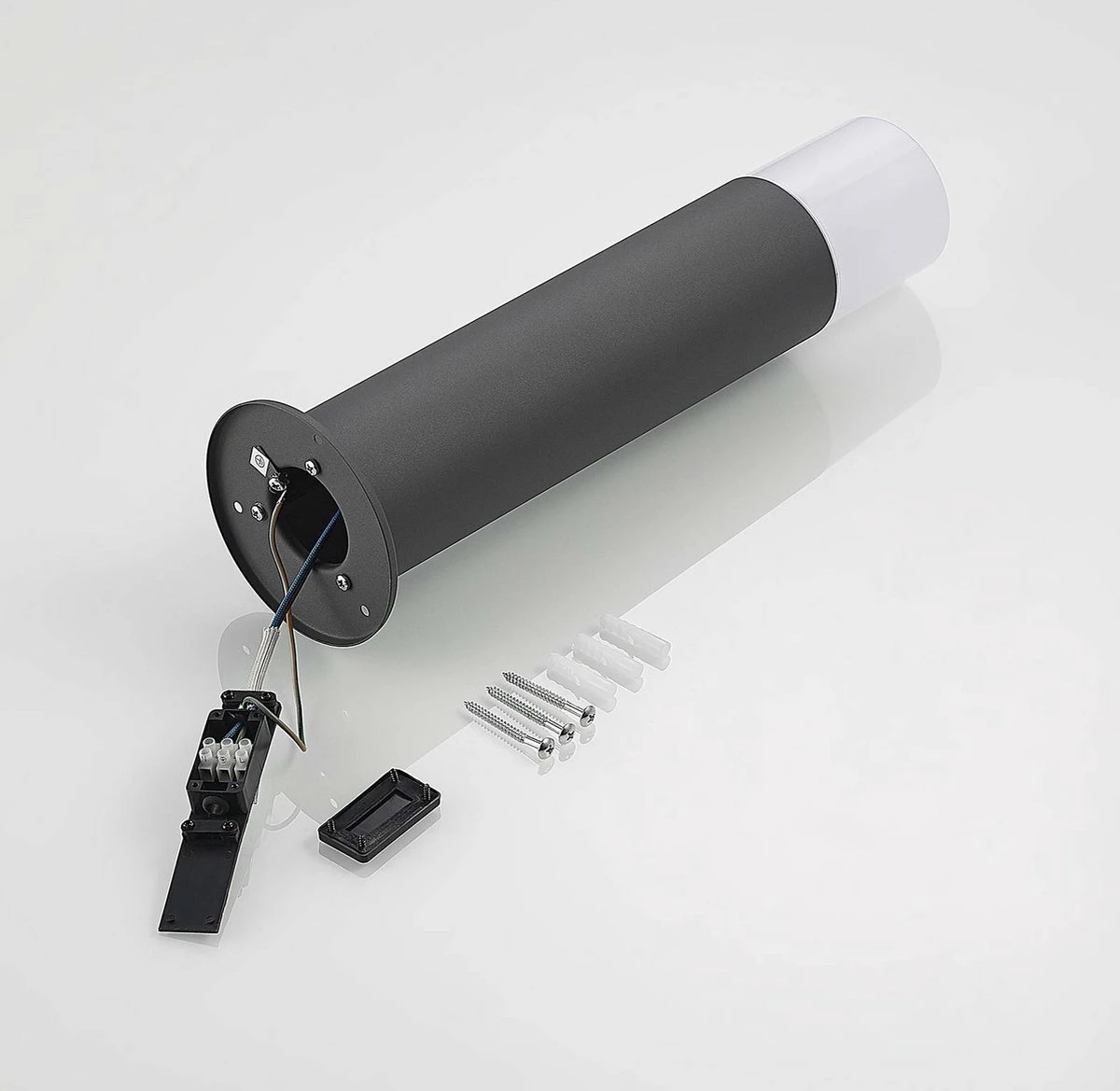 Lindby - Lampe Sur Pied - 1 Lumière - Aluminium, Plastique - H : 40 Cm - E27 - Gris Foncé, Blanc Opale 1 Lindby - Lampe Sur Pied - 1 Lumière - Aluminium, Plastique - H : 40 Cm - E27 - Gris Foncé, Blanc Opale