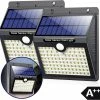 SANS MARQUE Lampe D'extérieur Solar Avec Détecteur De Mouvement - Lumière Wit - Eclairage De Jardin à L'énergie Solaire - Étanche IP65 - 2 Pièces - 97 LED - 2700K - Zwart
