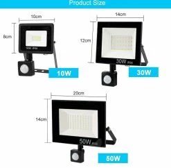 SANS MARQUE Lampe Effrayante Avec LED 20W. Lampe D'extérieur Avec Détecteur De Mouvement Et Lumière Blanche. Version Très étroite. Projecteur Avec Détecteur De Mouvement Pour Extérieur 1800Lm.
