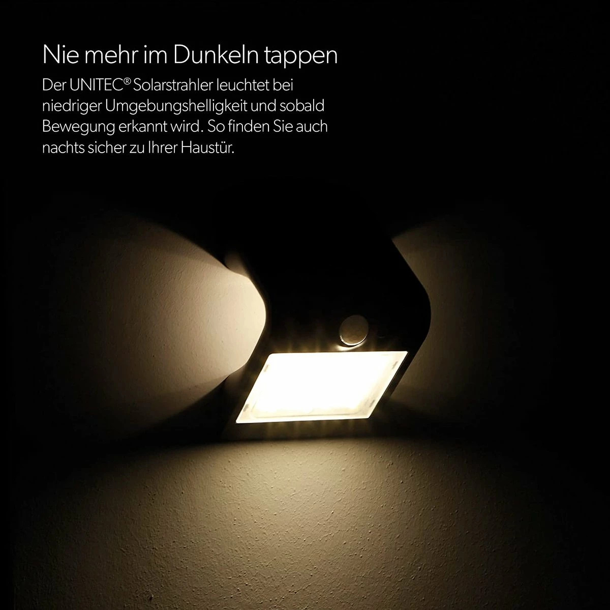 RESKO - Applique Solaire à LED Avec Détecteur De Mouvement 120° | 1,5 Watt | 220 Lumens | 4000 K | Lampe Solaire Plein Air | étanche Aux éclaboussures IP65 | Noir | Classe énergétique A ++ 4 RESKO - Applique Solaire à LED Avec Détecteur De Mouvement 120° | 1,5 Watt | 220 Lumens | 4000 K | Lampe Solaire Plein Air | étanche Aux éclaboussures IP65 | Noir | Classe énergétique A ++ – Image 4
