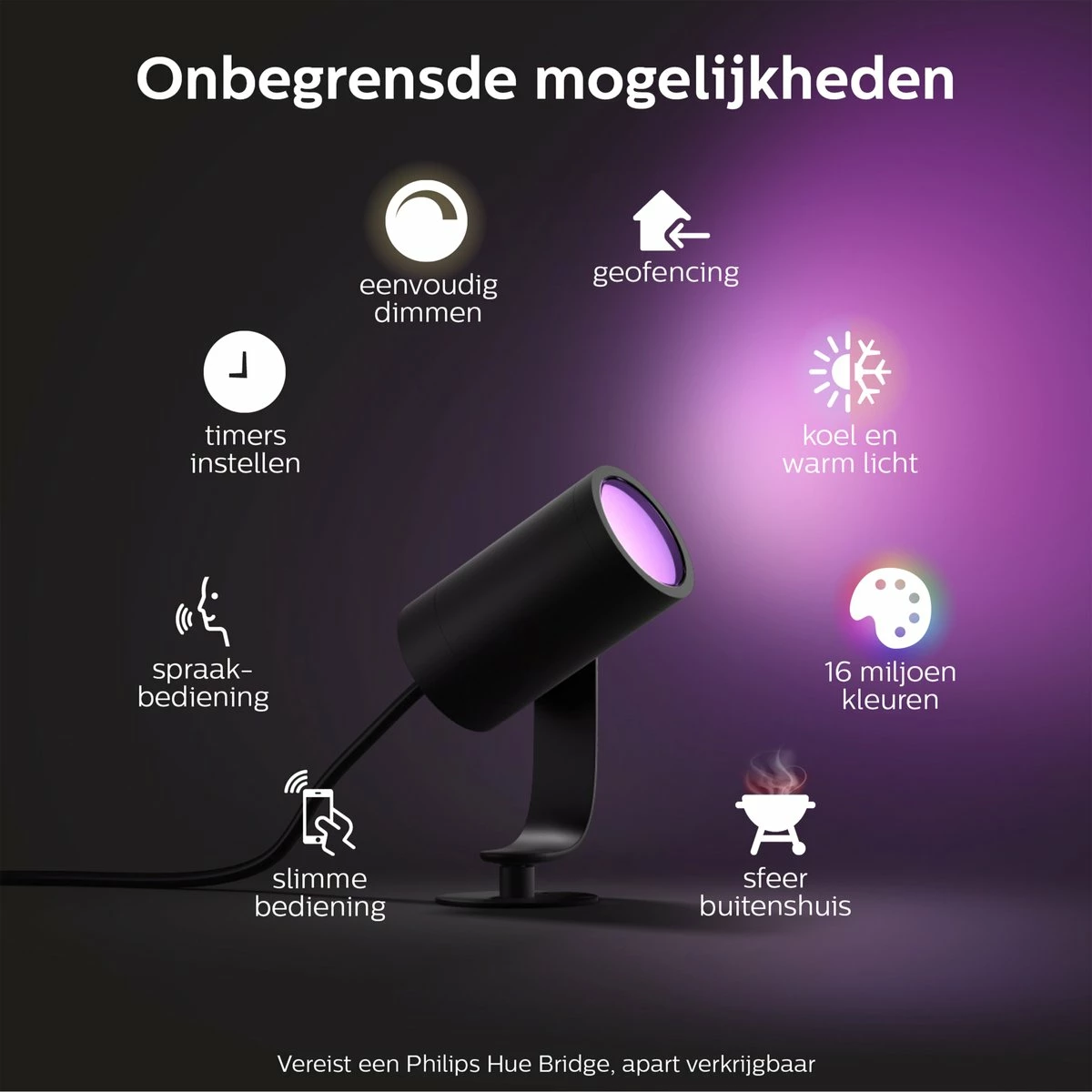 Philips Hue Lily Garden Spot - Ambiance Blanche Et Colorée - 1 Lampe - Kit D'extension - Extérieur 6 Philips Hue Lily Garden Spot - Ambiance Blanche Et Colorée - 1 Lampe - Kit D'extension - Extérieur – Image 6