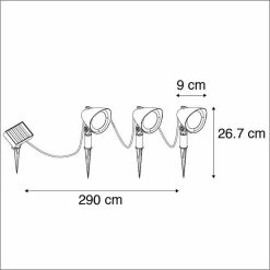 QAZQA Sunshine - Lampe D'extérieur Spike Spot - 3 Lumières - Ø 90 Mm - Zwart -Glass Vases Boutique de vente 1200x1200 1062