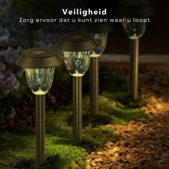 Cheqo® Solar LED Garden Lighting - Lampe De Jardin à Terre - Piquet De Jardin - Éclairage De Chemin - Spot D'extérieur - Set De 9 - Ø 11,5cm - Wit Chaud - 6h D'autonomie - Plastique - Avec Panneau Solaire -Glass Vases Boutique de vente 1200x1200 1080