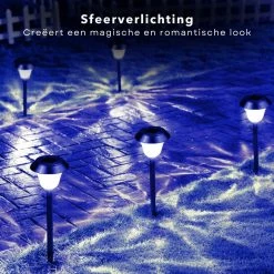 Cheqo® Solar LED Garden Lighting - Lampe De Jardin à Terre - Piquet De Jardin - Éclairage De Chemin - Spot D'extérieur - Set De 9 - Ø 11,5cm - Wit Chaud - 6h D'autonomie - Plastique - Avec Panneau Solaire -Glass Vases Boutique de vente 1200x1200 1081