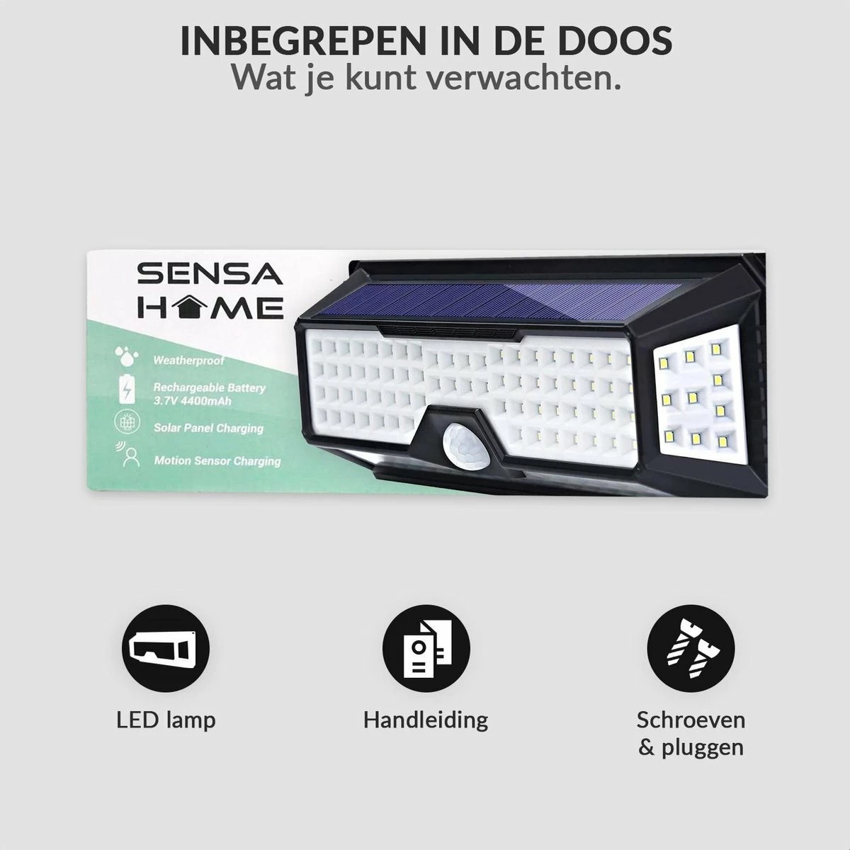 Lampe Solar SensaHome 136 LED Avec Détecteur De Mouvement Et Capteur De Nuit - Éclairage Extérieur - Lampe Intelligente - Éclairage De Jardin à L'énergie Solaire - Étanche IP65 - Pour Jardin/ Mur / Allée 6 Lampe Solar SensaHome 136 LED Avec Détecteur De Mouvement Et Capteur De Nuit - Éclairage Extérieur - Lampe Intelligente - Éclairage De Jardin à L'énergie Solaire - Étanche IP65 - Pour Jardin/ Mur / Allée – Image 6