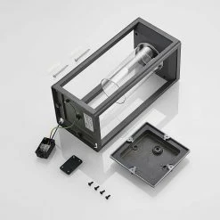 Lindby - Lampe Sur Pied - 1 Lumière - Aluminium, Plastique - H : 35 Cm - E27 - Gris Foncé -Glass Vases Boutique de vente 1200x1200 1158