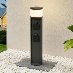 Lucande - Lampe Sur Pied - 1 Lumière - Aluminium Moulé Sous Pression - H: 47,8 Cm - G9 - Graphite -Glass Vases Boutique de vente 1200x1200 1168