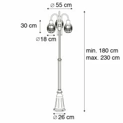 QAZQA Guardado - Lampe D'extérieur Smart à LED Rurale | Lampadaire Pour L'extérieur Avec WiFi - 3 Lumières - Ø 55 Cm - Zwart - Éclairage Extérieur -Glass Vases Boutique de vente 1200x1200 18