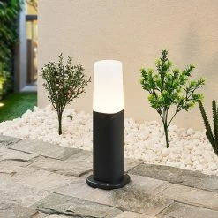 Lucande - Lampe Sur Pied - 1lumière - Aluminium, Polycarbonate - H: 30 Cm - E14 - Anthracite, Blanc -Glass Vases Boutique de vente 1200x1200 234