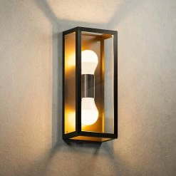 HOFTRONIC Applique Murale LED Alma à 2 Faces - Incl. 2x Lampe E27 Avec Capteur Crépusculaire - Blanc Chaud 3000K - IP44 Idéal Comme éclairage Extérieur - Zwart