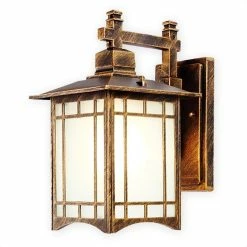 SensaHome Oriental - Lampe De Jardin Industrielle Classique SensaHome | Applique De Luxe Au Style Asiatique Japonais - Bronze