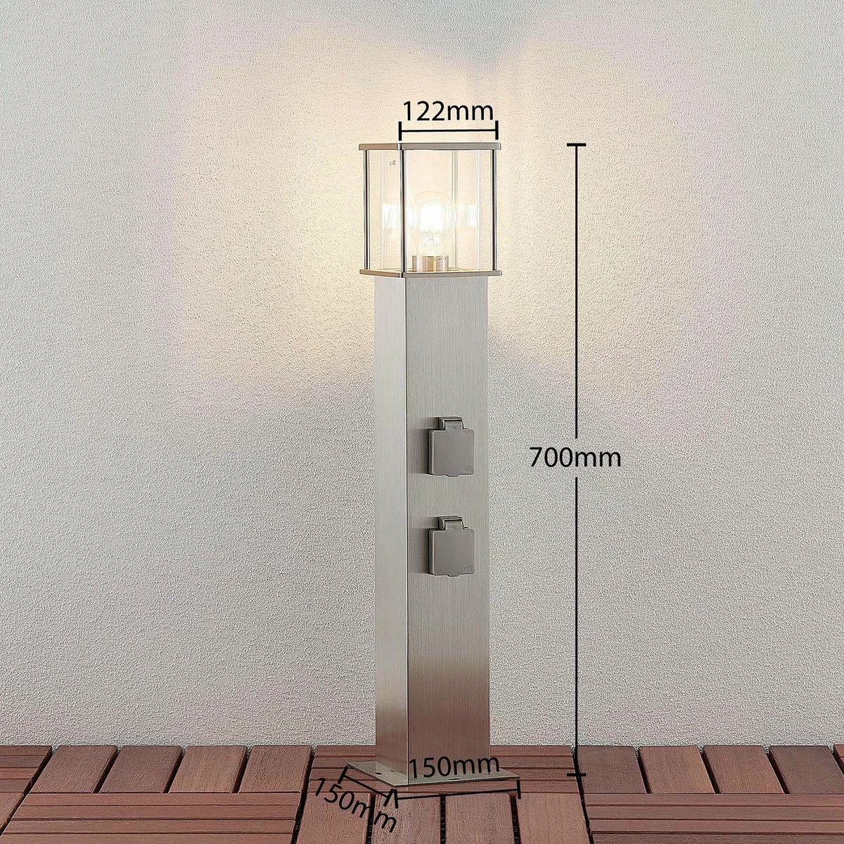 Lindby - Lampe D'extérieur - 1lumière - Acier Inoxydable, Polycarbonate - H: 70 Cm - E27 - Acier Inoxydable, Clair 3 Lindby - Lampe D'extérieur - 1lumière - Acier Inoxydable, Polycarbonate - H: 70 Cm - E27 - Acier Inoxydable, Clair – Image 3