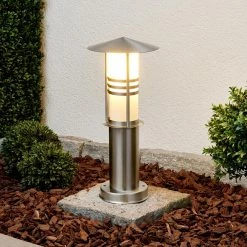 Lindby - Lampe D'extérieur - 1 Lumière - Acier Inoxydable, Verre - H : 40 Cm - E27 - Acier Inoxydable, Opale -Glass Vases Boutique de vente 1200x1200 46