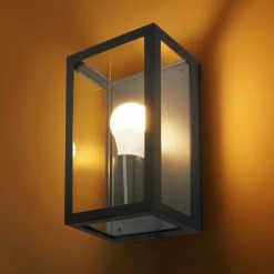 HOFTRONIC Applique LED Stella - Incl. Lampe E27 Avec Capteur Crépusculaire - Blanc Chaud 3000K - IP44 Idéal Comme éclairage Extérieur - Zwart