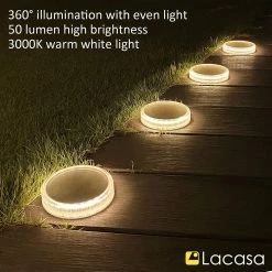LACASA Lampe Solaire Extérieure De Jardin 24 LED 360 Degrés Lampadaire Solaire IP68 éclairage Paysager Marche/arrêt Automatique Pour Escaliers, Allée, Allée, Terrasse, Pont (lot De 4, Blanc Chaud, 3000K) -Glass Vases Boutique de vente 1200x1200 510