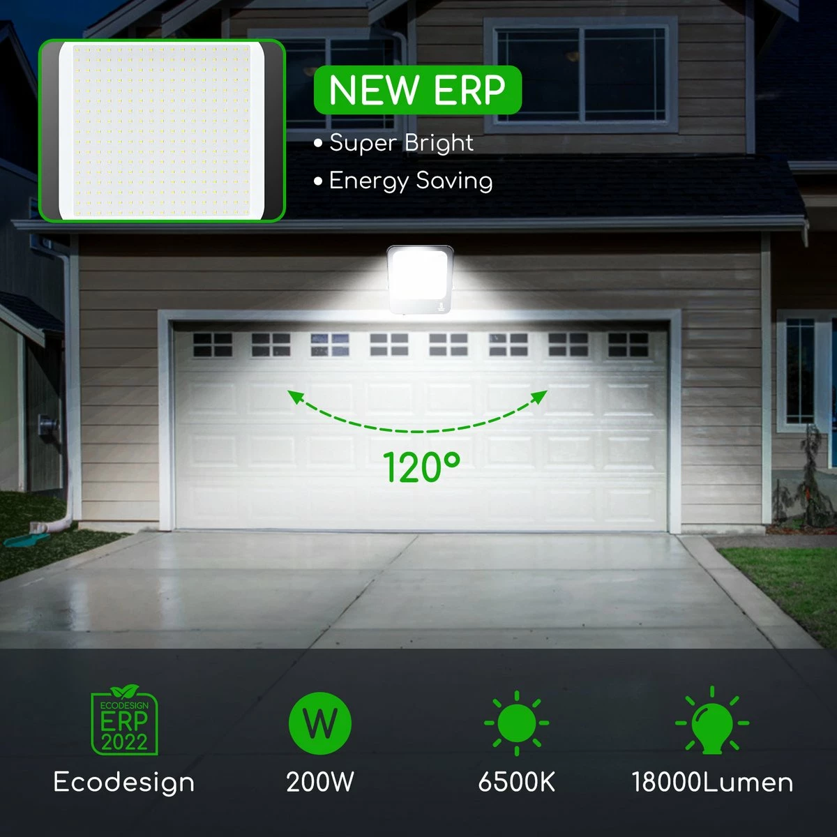 Aigostar Lampe D'extérieur Noire | LED 200W=1800W Projecteur | Blanc Lumière Du Jour 6500K - Angle De Faisceau 120° | étanche IP65 7 Aigostar Lampe D'extérieur Noire | LED 200W=1800W Projecteur | Blanc Lumière Du Jour 6500K - Angle De Faisceau 120° | étanche IP65 – Image 7