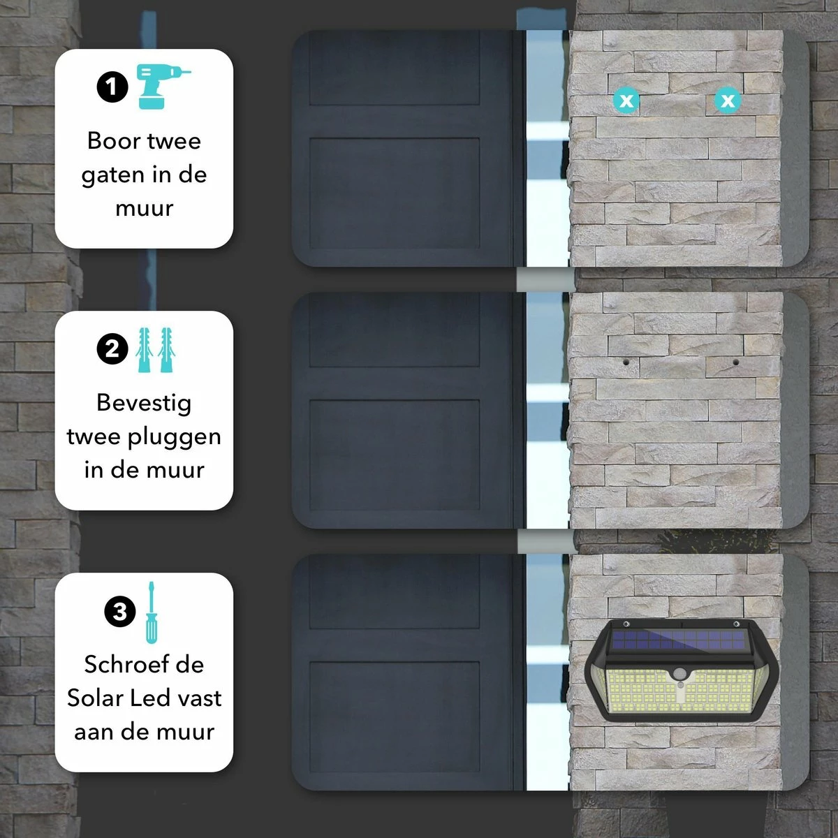 Lampe D'extérieur Solar Iqonic Avec Détecteur De Mouvement - 266 LED - IP65 étanche - Applique Murale - Éclairage De Jardin à L'énergie Solaire - Siècle Des Lumières Extérieur 9 Lampe D'extérieur Solar Iqonic Avec Détecteur De Mouvement - 266 LED - IP65 étanche - Applique Murale - Éclairage De Jardin à L'énergie Solaire - Siècle Des Lumières Extérieur – Image 9