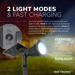 HOFTRONIC Bend - Spot Solar LED - 6000K - Blanc Lumière Du Jour - Etanche IP65 - Spot De Jardin Lampe D'extérieur Spot Au Sol à énergie Solaire 14 HOFTRONIC Bend - Spot Solar LED - 6000K - Blanc Lumière Du Jour - Etanche IP65 - Spot De Jardin Lampe D'extérieur Spot Au Sol à énergie Solaire -Glass Vases Boutique de vente 1200x1200 662