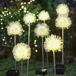 SANS MARQUE 2 Pièces Lampe De Jardin Solar Dandelion -Prikspot-éclairage D'ambiance Jardin- Wit Chaud