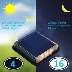 LACASA Lampadaire Solaire IP68 étanche à L'énergie Solaire Avec Lampe De Sécurité Marche/arrêt Automatique Pour Jardin Escalier Allée Allée Patio Pont (lot De 4 Blanc Chaud 3000 K) -Glass Vases Boutique de vente 1200x1200 777