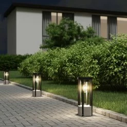 Lucande - Lampe Sur Pied - 1 Lumière - Aluminium, Plastique - H : 42 Cm - E27 - Gris Foncé (RAL 840-M), Clair -Glass Vases Boutique de vente 1200x1200 835