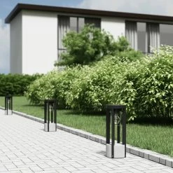 Lucande - Lampe Sur Pied - 1 Lumière - Aluminium, Plastique - H : 42 Cm - E27 - Gris Foncé (RAL 840-M), Clair -Glass Vases Boutique de vente 1200x1200 837