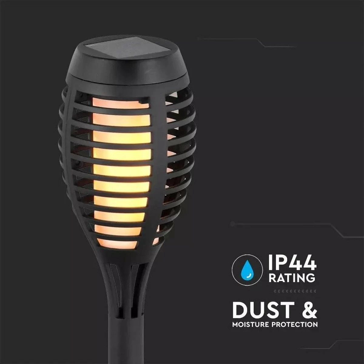 V-tac 8-PACK Youth Fire LED Lampe Solaire Lampe Torche De Jardin Avec Effet De Flamme Avec Capteur Crépusculaire 2200K IP44 (50cm) 11 V-tac 8-PACK Youth Fire LED Lampe Solaire Lampe Torche De Jardin Avec Effet De Flamme Avec Capteur Crépusculaire 2200K IP44 (50cm) – Image 11