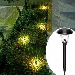 SANS MARQUE TDR - Lampe à Gazon Solar - Acier Inoxydable - Éclairage De Jardin Extérieur étanche - 4 PIECES PAR SET - Zwart- Lumière Jaune Chaude